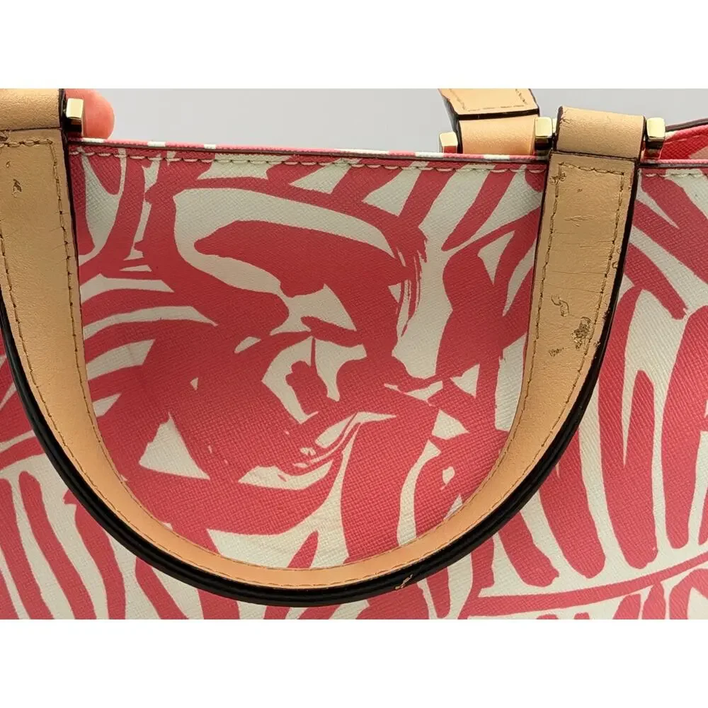 Kate Spade - Jules Grant Street Grainy Vinyl Pink-Coral/White Small Tote Bag